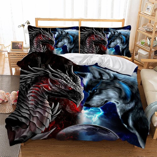 Dragon wolf duvet - wolf,