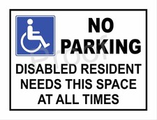 NO PARKING DISABLED RESIDENT