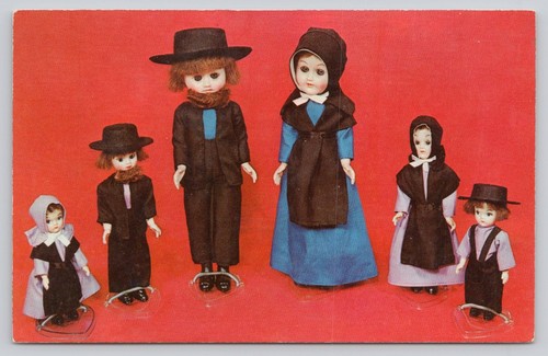 Vintage amish dolls postcard - amish,