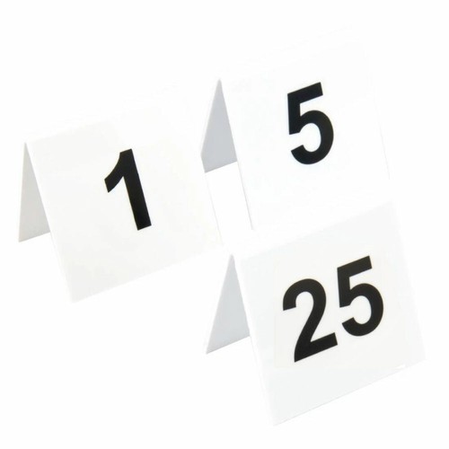 White plastic table numbers - white,