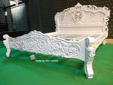 UK Stock ~  6' Super King size WHITE French style Mahogany oriental Rococo bed 