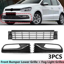 FOR VW POLO 6R 14-17 FRONT BUMPER LOWER CENTER GRILL CHROME TRIM FOG LIGHT GRILL