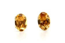 9ct Gold Citrine Studs Oval earrings Gift Boxed Made in UK 