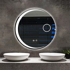 Frameless Round Bathroom Mirror With LED Backlit Lights Illuminated 50-70cm