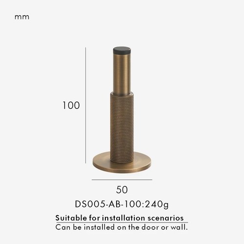 Brass knurled door - door, stop