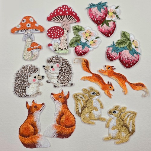 Woodland motifs embroidered - woodland,