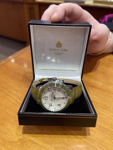 Green leather strap - green,