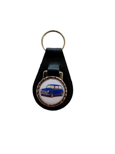 Black leather keyring fob - leather, keyring/