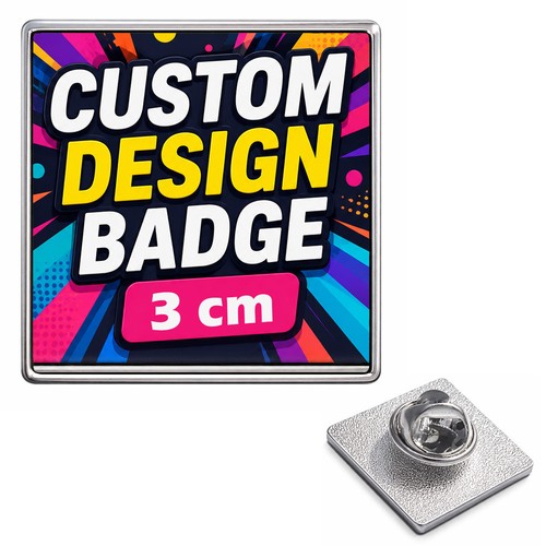 Personalised square pin badge - personalised,