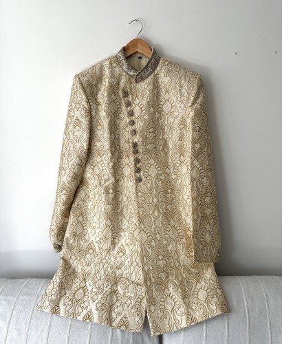 Cream gold brocade - cream, men’s
