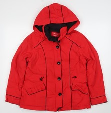 Marks and Spencer Per Una Red Hooded Stormwear Women's M Parka Jacket