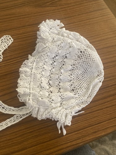 Antique cotton lace bonnet - antique,