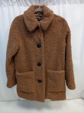 ❤️ Marks And Spencer Coffee Brown Teddy Fleece Coat Size 10 Bnwot