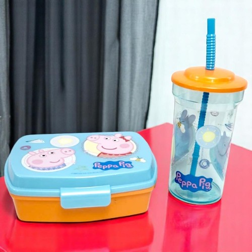 Peppa pig lunch box - &, straw