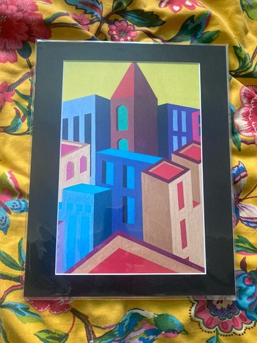 Cubist abstract mounted print - abstract,