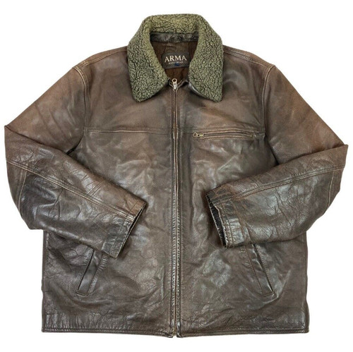 Vintage 90s brown leather - vintage, zip