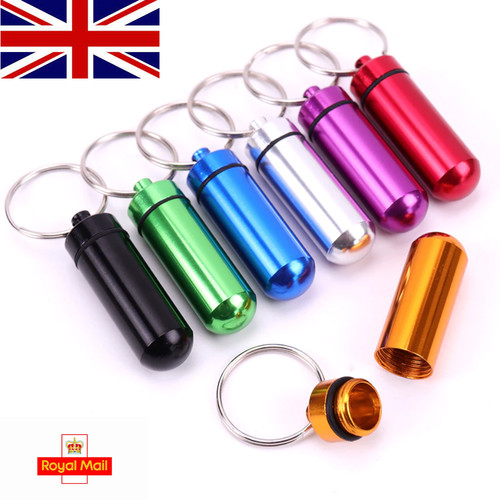 Aluminium pill box keyring - box,