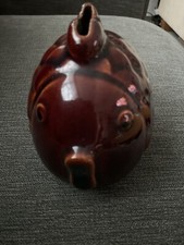 Vintage Denmead Pottery Treacle Glazed Ceramic Fish Money Box