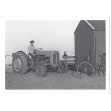 Man Driving a Tractor Reg BCS691 Vintage Photograph c1955
