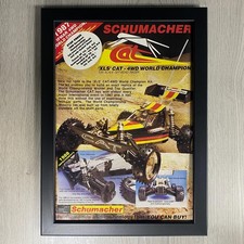 FRAMED SCHUMACHER XLS CAT, VINTAGE RADIO CONTROLLED CAR ADVERT