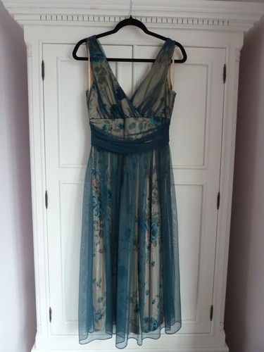 Coast teal floral fit flare - floral, &