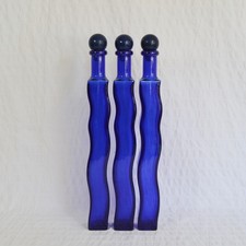 Vintage Blue Glass Bottles x3
