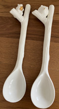 Set of 2 Decorative Wall Hanging Porcelain Spoons Hedgehog & Squirrel on Handle