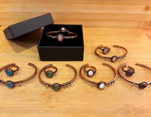 Copper bracelet and ring - and, set