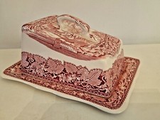 Vintage Masons England Vista Pink Cheese/Butter Dish Ironstone