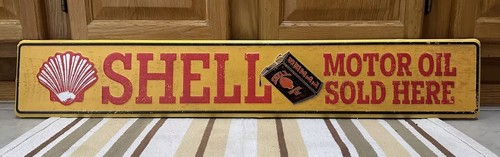 Shell motor oil metal sign - motor,