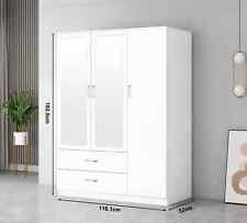 High Gloss White 3 Door 4 Door Mirror Wardrobe Modern Hanging Rail Furniture Set