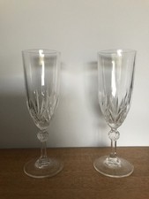 Set of 2 Vintage Crystal Champagne Flutes - Lovely Condition - 7.75” Tall