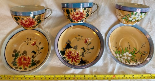 Japanese lusterware teacups - 3,