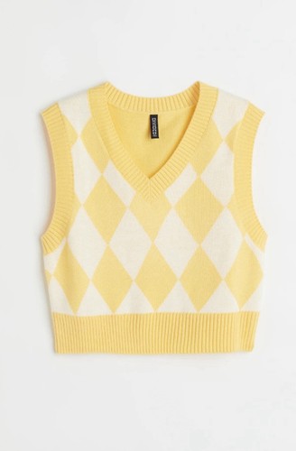 Argyle sweater vest yellow - argyle,