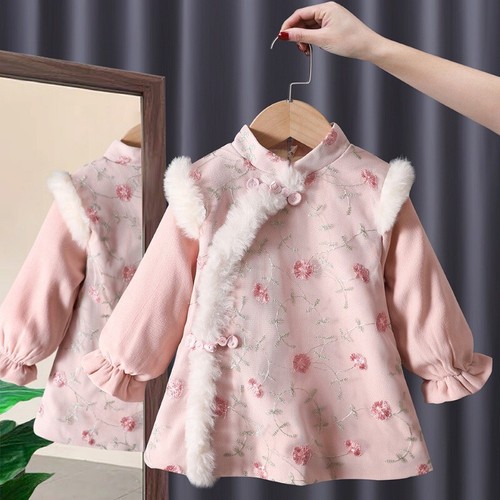 Baby girl quilted cheongsam - quilted,