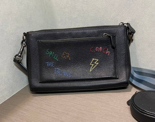 Coach black graffiti crossbody - black,