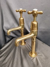 DENT & HELLYER BRASS PILLAR TAPS BELFAST KITCHEN SINK TAPS, RECLAIMED, REFURBED