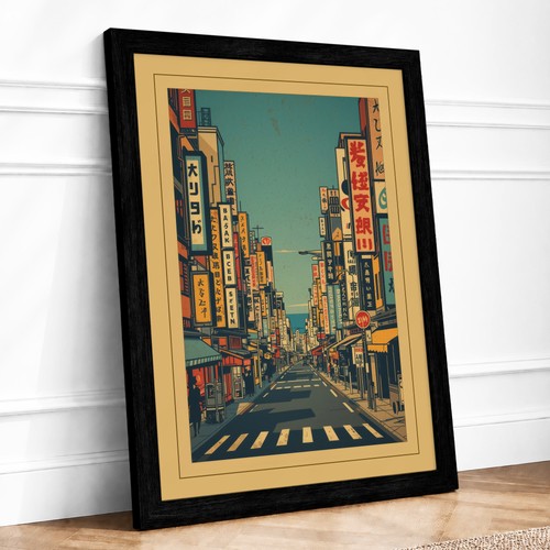 Neon avenue japandi framed - japandi,