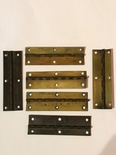 089a 6 x Vintage Mantle Clock Brass Door Piano Strip Hinges