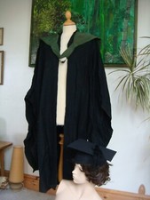 Vintage Ede & Ravenscroft Velvet Trim Graduation/Law Gown/Hood & Mortar Board