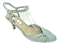 BHS SILVER TEXTILE HEELS SANDALS LADIES WOMANS SHOES UK 4 - EUR 37