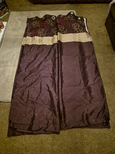 Plum and gold - eyelet, curtains