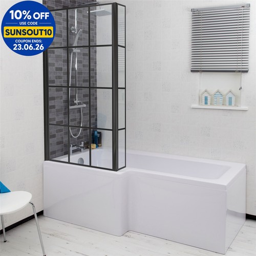 Bathroom shaped bath - shaped, black