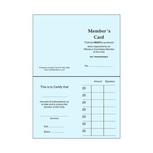 Club members card subscription - club,