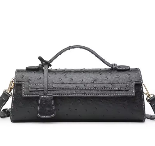 Black ostrich imitation design - black,