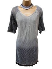 NEXT Grey Black Beaded 20's Flapper Charleston Gatsby Shift Cocktail Dress 8 UK