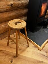 Vintage Reclaimed Salvage School Laboratory Stool With Moon Handle