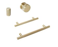 Eclipse KNURLED Cabinet Cupboard T Bar Handles & Pull Knobs in SATIN BRASS