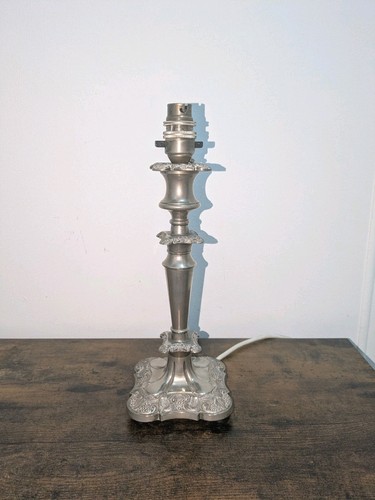 Silver table lamp - silver, ornate