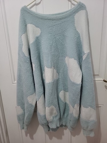 Blue cloud fluffy jumper - blue,